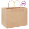 vidaXL Sacs en papier 50 pcs avec poign&eacute;es marron 32x22x24 cm