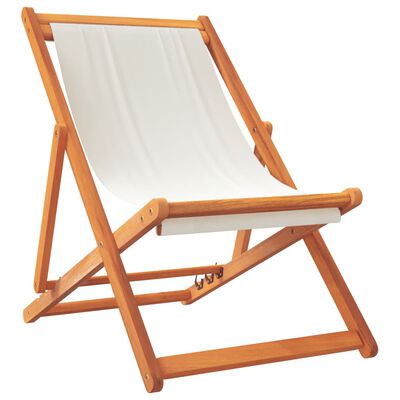 vidaXL Chaises de plage pliables lot de 2 blanc crème tissu