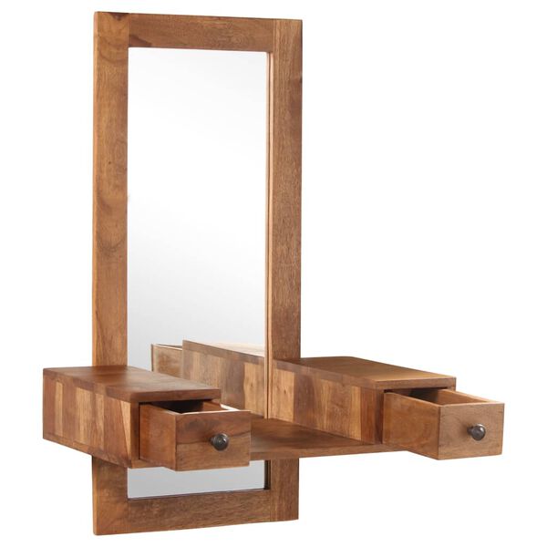 vidaXL Miroir cosm&eacute;tique avec 2 tiroirs Bois solide de Sesham