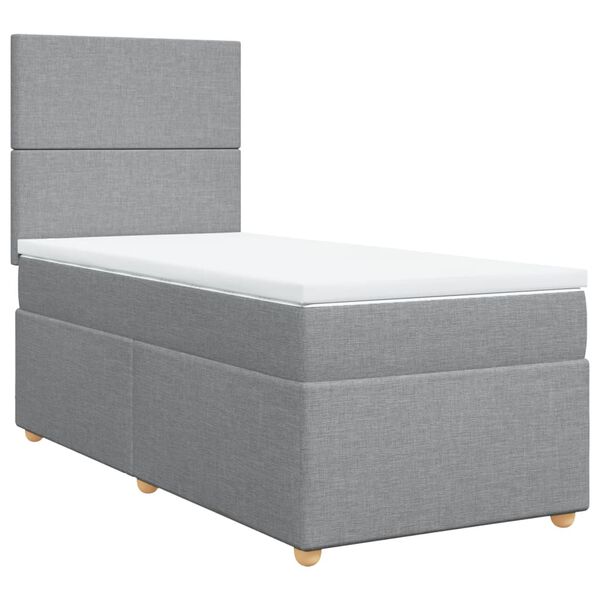 vidaXL Sommier &agrave; lattes de lit et matelas Gris clair 90x190 cm Tissu