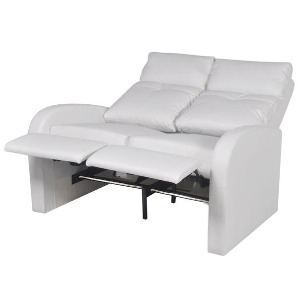 vidaXL Fauteuil inclinable &agrave; LED &agrave; 2 places Cuir artificiel Blanc