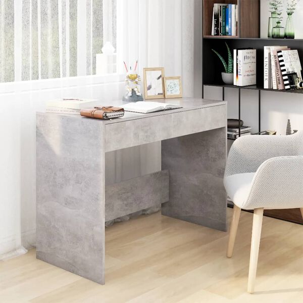 vidaXL Bureau gris béton 101x50x76,5 cm bois d'ingénierie