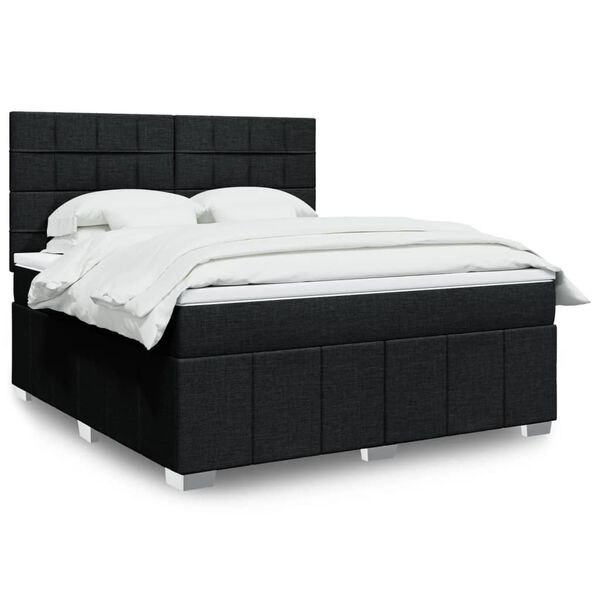 vidaXL Sommier &agrave; lattes de lit avec matelas Noir 180x200 cm Tissu