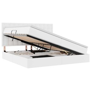 vidaXL Lit avec rangement et LED avec matelas Blanc pur 200 x 200 cm
