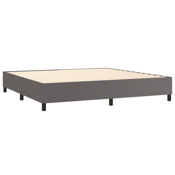 vidaXL Sommier &agrave; lattes de lit avec matelas Gris 200x200 cm Similicuir