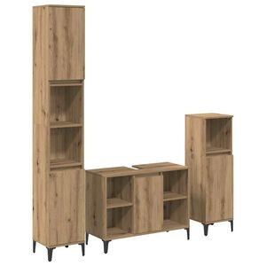 vidaXL Ensemble de mobilier de salle de bain 3 pcs Ch&ecirc;ne artisanal