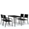 vidaXL Ensemble &agrave; manger de jardin 5 pcs Noir