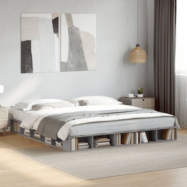 vidaXL Cadre de lit sans matelas gris b&eacute;ton 180x200 cm