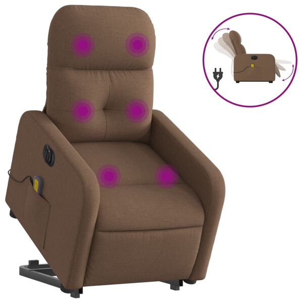 vidaXL Fauteuil inclinable de massage &eacute;lectrique Marron Tissu