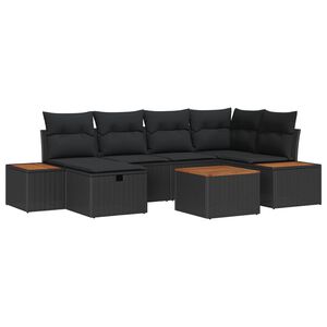 vidaXL Ensemble de canap&eacute; de jardin 7 pcs Noir 55 x 62 x 69 cm