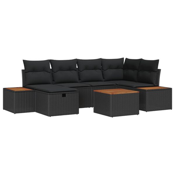 vidaXL Ensemble de canap&eacute; de jardin 7 pcs Noir 55 x 62 x 69 cm