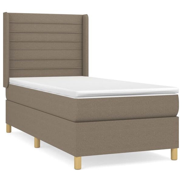 vidaXL Sommier &agrave; lattes de lit avec matelas Taupe 100x200 cm Tissu