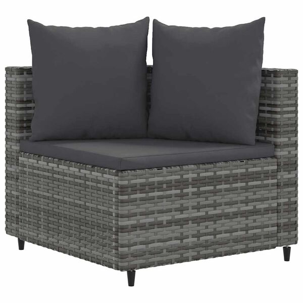 vidaXL Salon de jardin 4 pcs avec coussins gris résine tressée