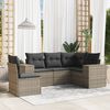 vidaXL Salon de jardin 5 pcs avec coussins gris r&eacute;sine tress&eacute;e