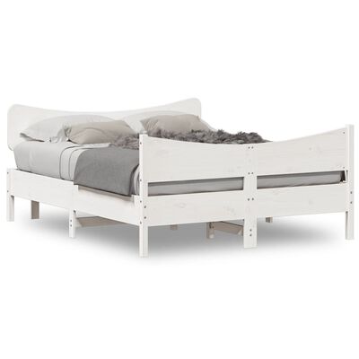 vidaXL Cadre de lit et tête de lit blanc 140x190 cm bois de pin massif