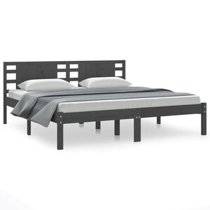 vidaXL Cadre de lit sans matelas gris 200x200 cm bois massif de pin