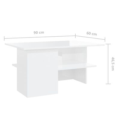 vidaXL Table basse Blanc brillant 90x60x46,5 cm Aggloméré