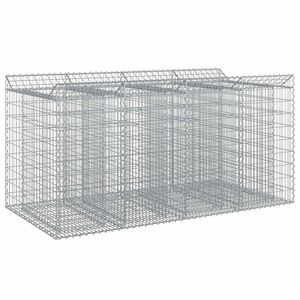 vidaXL Lit sur&eacute;lev&eacute; gabion 2 pcs Argent&eacute;