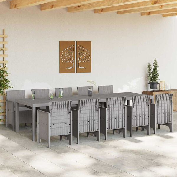 vidaXL Ensemble de salle à manger pour jardin 11 pcs Gris clair