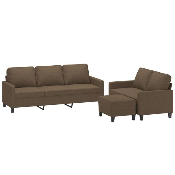 vidaXL Ensemble de canapés 3 pcs avec coussins Marron Tissu