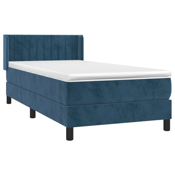 vidaXL Sommier &agrave; lattes de lit avec matelas Bleu fonc&eacute; 90x190 cm