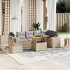 vidaXL Salon de jardin avec coussins 7 pcs beige r&eacute;sine tress&eacute;e