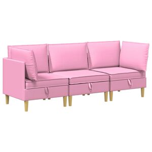 vidaXL Canap&eacute; modulaire avec rangement 3 pcs Rose Tissu