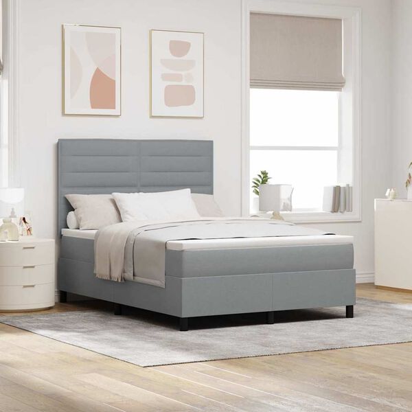 vidaXL Lit &agrave; ressorts avec matelas Gris clair 140 x 200 cm tissu
