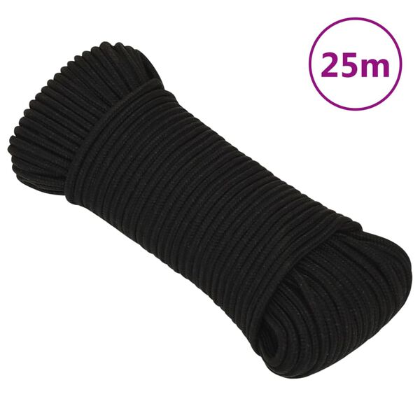 vidaXL Corde de travail Noir 4 mm 25 m Polyester