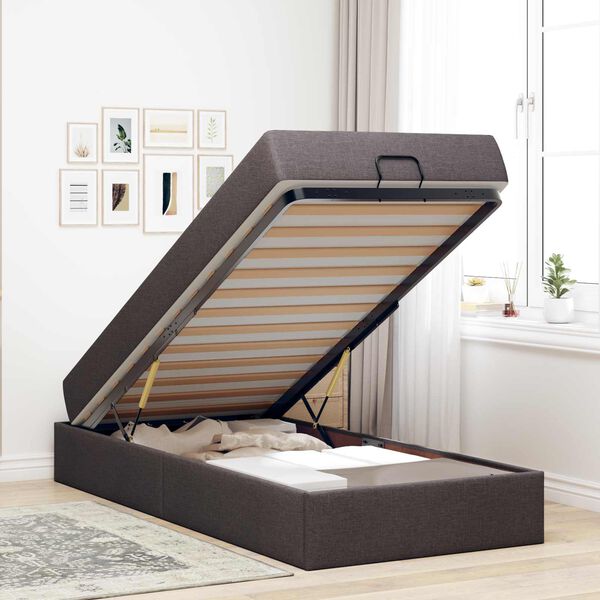 vidaXL Cadre de lit avec matelas avec matelas 2 pcs Tan tissu