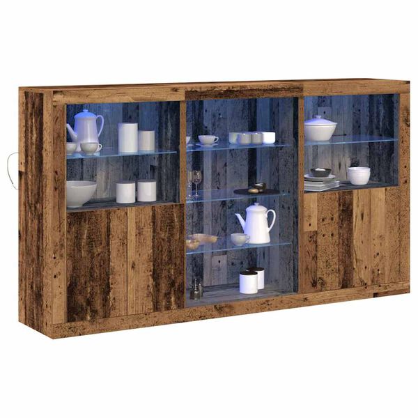 vidaXL Buffet LED Bois ancien 181,5 x 37 x 100 cm Bois d'ing&eacute;nierie