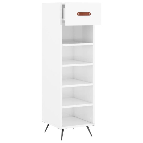 vidaXL Armoire &agrave; chaussure Blanc brillant 30x35x105 cm Bois ing&eacute;nierie