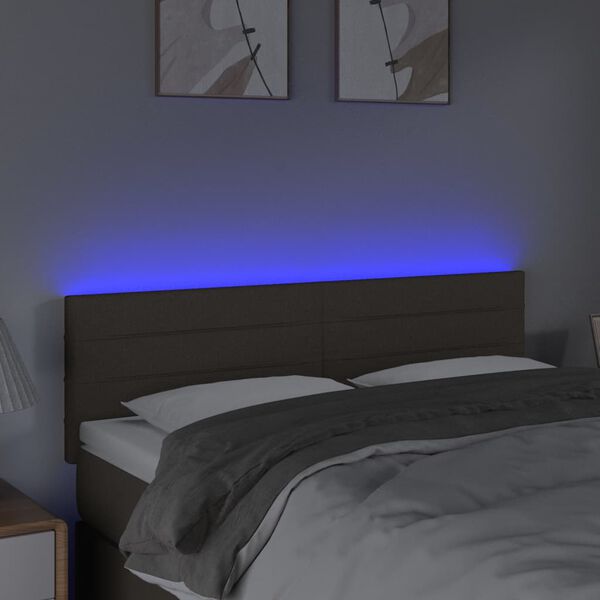 vidaXL T&ecirc;te de lit &agrave; LED Taupe 144x5x78/88 cm Tissu