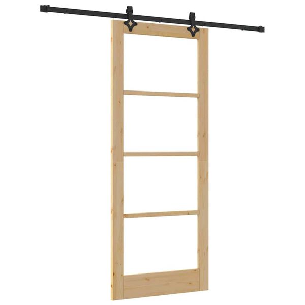 vidaXL Porte coulissante ORKDAL Naturel et Noir 86 x 211 cm