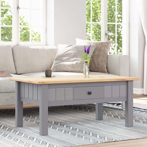 vidaXL Table basse Gris 100x60x43,5 cm Pin massif Assortiment Panama