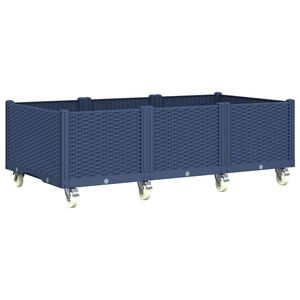 vidaXL Jardini&egrave;re &agrave; roulettes bleu gris 150x80x54 cm PP