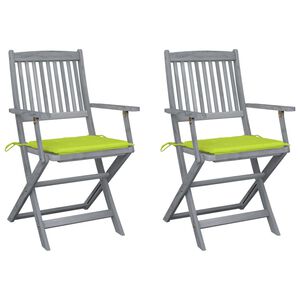 vidaXL Chaises pliables d'ext&eacute;rieur lot de 2 et coussins Bois d'acacia