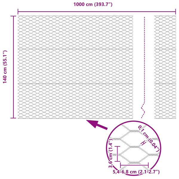vidaXL Cl&ocirc;ture hexagonale Vert 1,4 x 10 m PVC