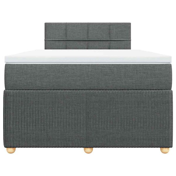 vidaXL Sommier &agrave; lattes de lit avec matelas gris fonc&eacute; 120x190cm tissu