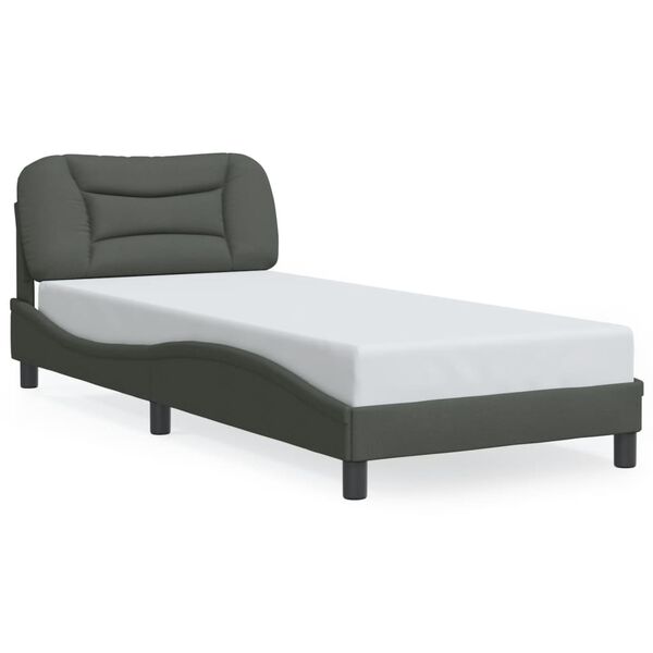 vidaXL Cadre de lit sans matelas Hvar gris foncé 80x200 cm tissu