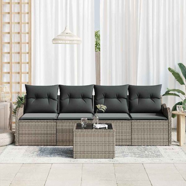 vidaXL Ensemble de canap&eacute; de jardin avec coussin 5 pcs Gris