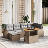 vidaXL Salon de jardin avec coussins 7 pcs beige r&eacute;sine tress&eacute;e