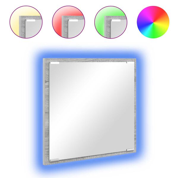 vidaXL Miroir de salle de bain LED Gris Sonoma 40 x 37 x 8.5 cm