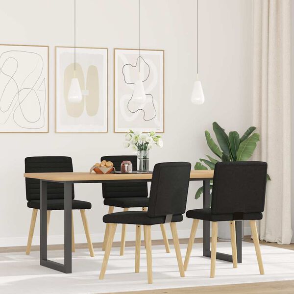 vidaXL Chaises &agrave; manger lot de 4 noir tissu