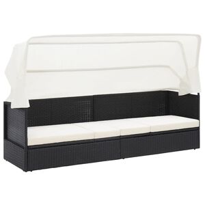 vidaXL Canap&eacute; de jardin avec auvent Noir R&eacute;sine tress&eacute;e