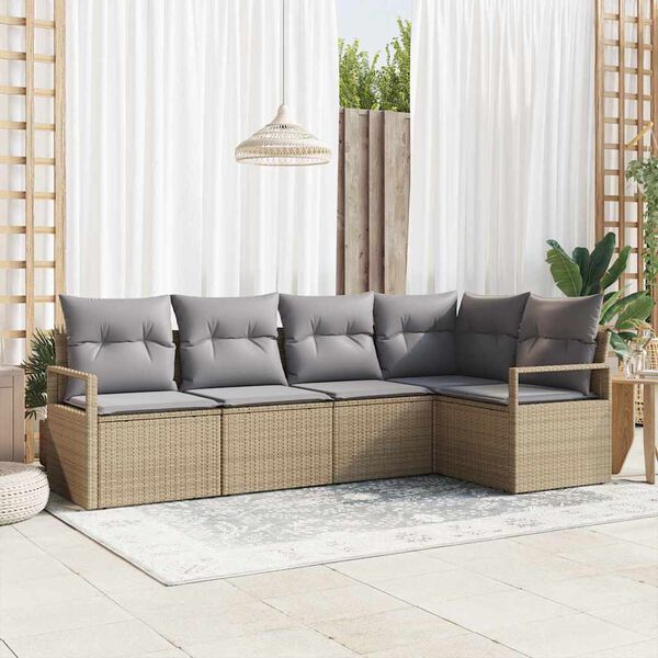 vidaXL Ensemble de canap&eacute; de jardin 5 pcs Beige et Gris clair