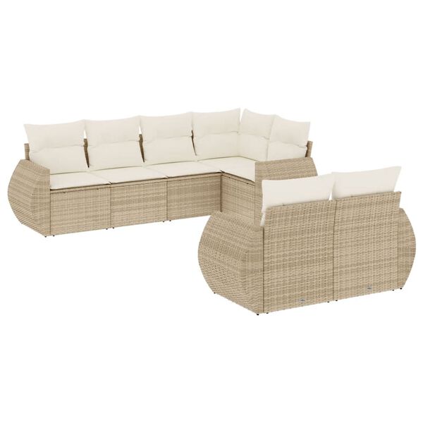 vidaXL Salon de jardin avec coussins 7 pcs beige r&eacute;sine tress&eacute;e