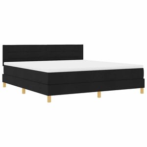 vidaXL Lit &agrave; ressort LED avec bandes LED Noir 180 x 200 cm tissu
