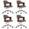 vidaXL Chaises pivotantes &agrave; manger lot de 4 gris bois courb&eacute; et tissu
