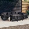 vidaXL Salon de jardin 11 pcs avec coussins Noir Bois de pin solide
